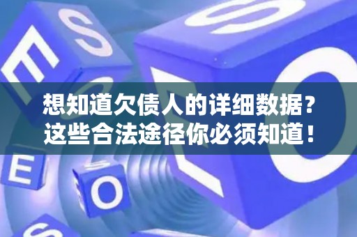 想知道欠债人的详细数据？这些合法途径你必须知道！